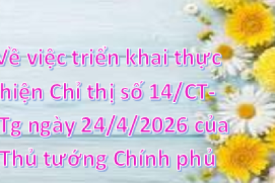 Về việc triển khai thực hiện Chỉ thị số 14/CT-TTg ngày 24/4/2026 của Thủ tướng Chính phủ