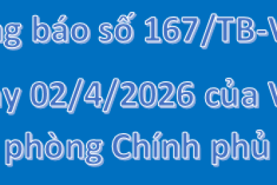 Về việc triển khai thực hiện nội dung Thông báo số 167/TB-VPCP ngày 02/4/2026 của Văn phòng Chính phủ