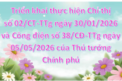 V/v triển khai thực hiện Chỉ thị số 02/CT-TTg ngày 30/01/2026 và Công điện số 38/CĐ-TTg ngày 05/05/2026 của Thủ tướng Chính phủ