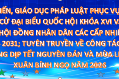 V/v phổ biến, giáo dục pháp luật phục vụ cuộc bầu cử đại biểu Quốc hội khóa XVI và đại biểu Hội đồng nhân dân các cấp nhiệm kỳ 2026 – 2031; tuyên truyền về công tác ATGT trong dịp Tết Nguyên đán và mùa Lễ hội Xuân Bính Ngọ năm 2026