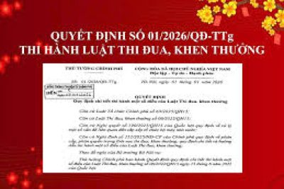 V/v triển khai thự c hiện Quyết đị nh số 01/2026/QĐ-TTg ngày 01/01/2026 của Thủ tướng Chính phủ